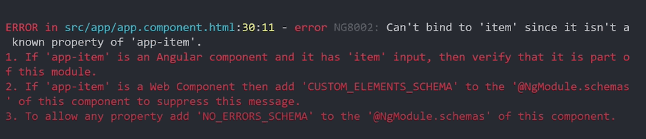 Error NG8002 de Angular, con detalles 