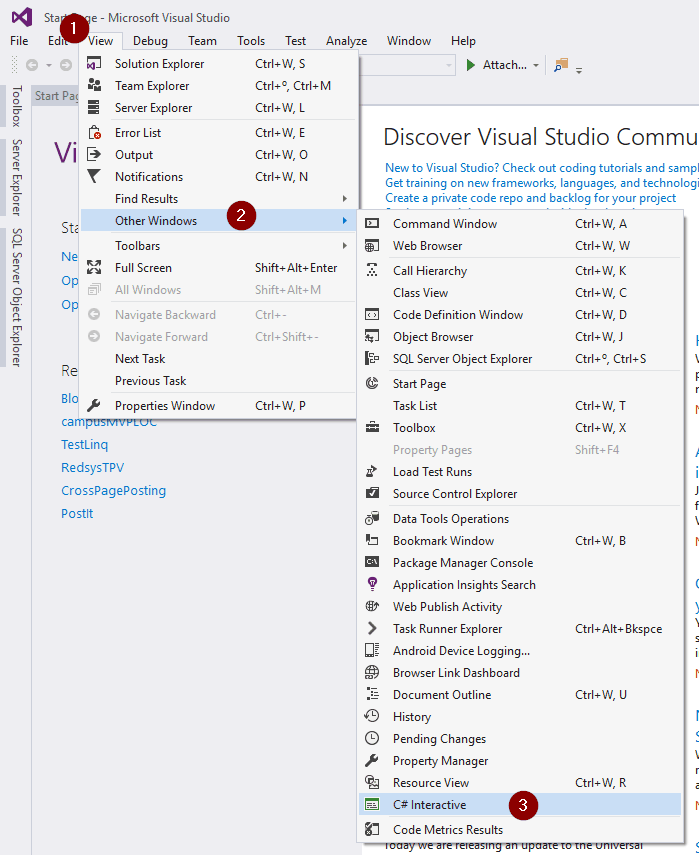 TRUCO: Consola interactiva de C# en Visual Studio 2015