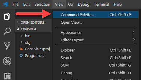 La imagen muestra el botón para abrir la paleta de comandos