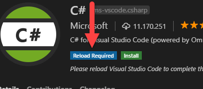La imagen señala el botón recargar Visual Studio Code