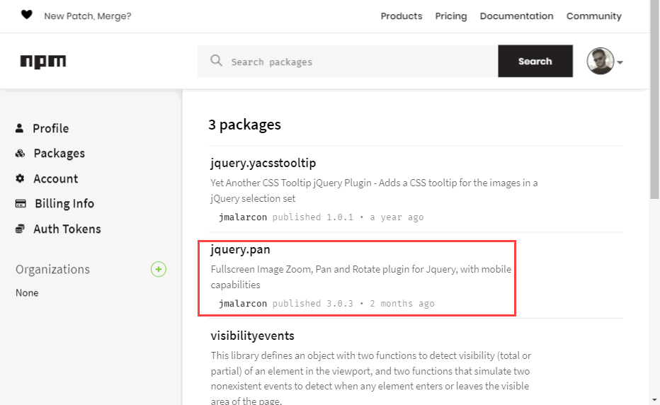 Listado de paquetes publicados por ti en el registro npm