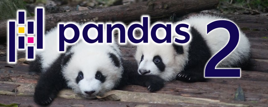 Imagen ornamental, 2 osos panda con el logo de pandas encima. Fotografía de base por Pascal Müller en Unsplash, CC0