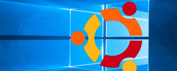 Imagen ornamental: un logo de Ubuntu sobre un fondo con el logo de Windows