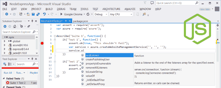 Disponible la versión 1.1 RC2 de las herramientas para NodeJS en Visual Studio